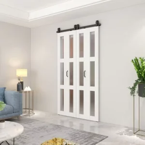 48 X 84 Bifold Sliding Barn Door with Frosted Glass