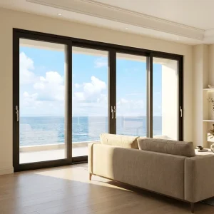 6063 Aluminum Waterproof Tempered Glass Balcony Patio Sliding Door