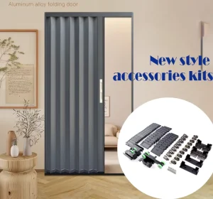 63 Mesh Folding Sliding Pleated Door Accessories Kit with Door Corners