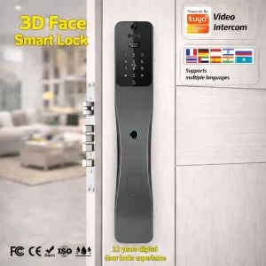 6590 Mortise Smart Lock with Face Recognition and Fingerprint Unlock, Aluminum Alloy, WiFi, Grade C Security