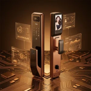 7-in-1 Keyless Entry Smart Lock with 3D Face Detection, HD Camera, IPS Display, Card, Code and Fingerprint Access
