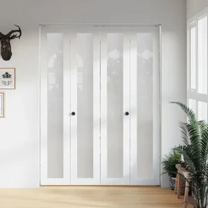 72 x 80 Bifold Closet Door with Tempered Frosted Glass and Hardware