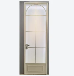 72×80 8mm Fully Tempered Ultra-Clear Glass White French Interior Door with Aluminum Frame and Grids