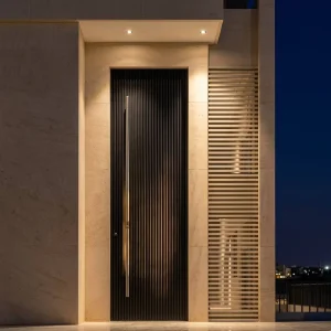 7m High Heavy Duty Black Fluted Pivot Door for Entrance Gate Sand Proof Sealing Custom Villa Door