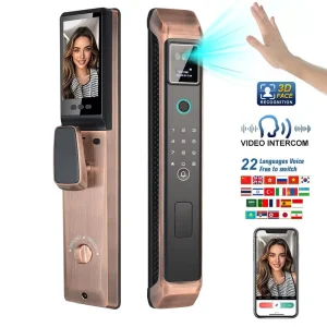 A13 Aluminum Alloy Face Recognition Fingerprint Password Palm Vein Smart Door Lock with Cat Eye Camera and Cloud Storage for Wood Doors