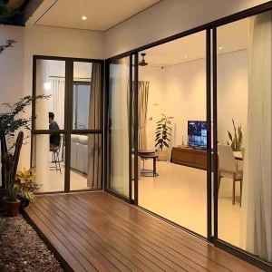 AS2047 AGWA Australian Standard 3-track Prevent Impact Balcony Sliding Door for Villa Pools Using Doric D-type Handle Hardware
