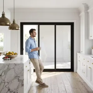 AS2047 Australian Double Glazed Modern Energy Saving Thermal Break Aluminum Sliding Door With Flyscreen for Villa Garden