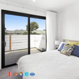 AS2047 Modern Design 96×80 Double Glass Balcony Patio Soundproof Aluminum Sliding Door
