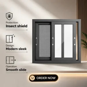 AS2047 Thermal Break Soundproof Double Glazed Aluminum Frame Exterior Balcony Patio Mesh Screen Sliding Glass Window
