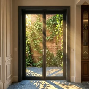 Accordion Entry Waterproof Double Tempered Glazed Aluminum Frame Glass Double Swing Casement Doors For Villa And Apartment