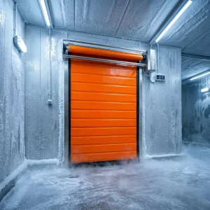 Airtight PVC Insulated High-Speed Automatic Fast Roll-Up Freezer Room Door Sealed Edge Cold Chain