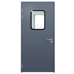 Airtight Single Leaf Steel Cleanroom Door With Sealed Tempered Glass Window for GMP Clean Workshop