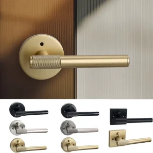 Aluminium Privacy Door Handle, Brass Gold Finish, for Interior Doors