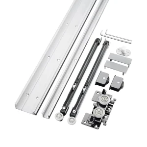 Aluminum Alloy 4mm Invisible Track Sliding Ghost Door Hardware for Bathroom Kitchen Bedroom with Hanging Pulley Buffer