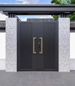 Aluminum Alloy Art Courtyard Swing Gate, Powder-Coated, for Hotels and Villas