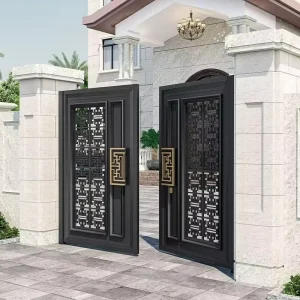 Aluminum Alloy Automatic Electric Sliding Double-Door Villa Courtyard Gate with Remote Control Anti-theft