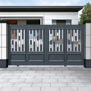 Aluminum Alloy Automatic Sliding Gate Designed for Villa Main Door Fence with Durable Metal Frame