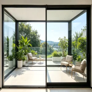 Aluminum Alloy Balcony Sliding Door Large Glass View Weather Resistant Frame