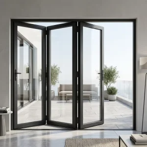 Aluminum Alloy Bi-Fold Double Tempered Glass Door for Outdoor Villa Room Divider