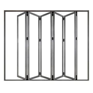 Aluminum Alloy Bi-Fold Double Tempered Glass Exterior Door with Fiberglass Screen and Windproof Patio Divider