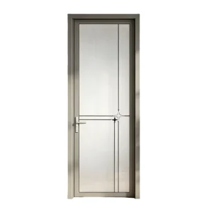 Aluminum Alloy Casement Bathroom Door with Frosted Glass for Interior Use