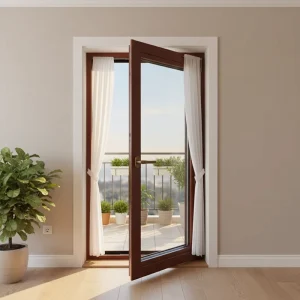 Aluminum Alloy Casement Door Tempered Glass Waterproof Anti UV Inward & Outward Opening Window with Hardware for Residential