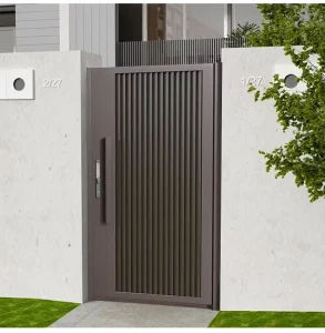 Aluminum Alloy Chinese-Style Minimalist Double-Leaf Swing Courtyard Gate for Hotel, Park, or Villa