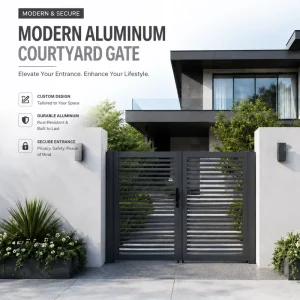 Aluminum Alloy Courtyard Entrance Door Modern Swing Water Resistant Garden Gate Outdoor Use 3 Year Warranty Finished Surface