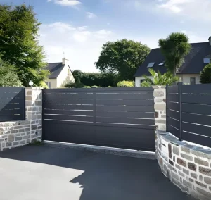 Aluminum Alloy Courtyard Gate, Electric Aluminum Alloy Gate, Remote Control Double Swing Gate, Custom-Made Community Fence Gate