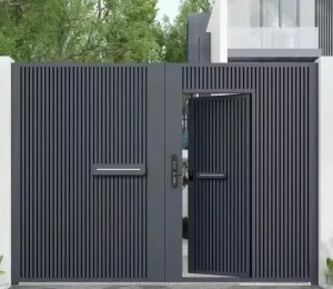 Aluminum Alloy Courtyard Gate Outdoor Garden Gate Aluminum Art Entrance Gate for Homestay Yards with a Small Door