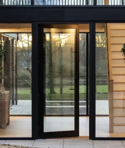 Aluminum Alloy Double Glazed Tempered Glass Exterior Door with Minimalist Design Windproof Feature for Villa Outdoor Use