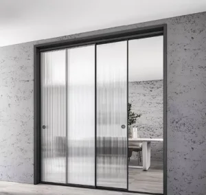 Aluminum Alloy Double-Glazing Tempered Glass Sliding Door with Sound Insulation for Interior, Kitchen, Villa, and Supermarket Use