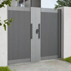 Aluminum Alloy Double Swing Gate for Villa Courtyard, Modern Minimalist Chinese Style Single Entry Door