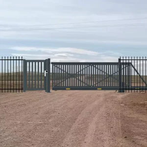 Aluminum Alloy Electric Automatic Driveway Security Cantilever Gate with Pedestrian Gate and Fence for Farm Ranch Orchard Pasture