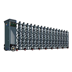 Aluminum Alloy Electric Retractable Gate with Automatic Sliding, Trackless, and Remote Control for Schools and Construction Sites