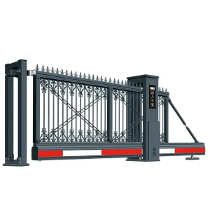 Aluminum Alloy Electric Suspended Sliding Security Gate with Built-in Sensor, Remote Control, and Automatic Folding