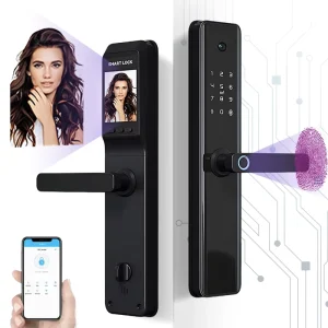 Aluminum Alloy Fingerprint WiFi Smart Intercom Apartment Door Lock for Wood Aluminum Doors