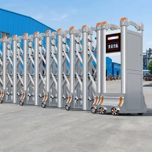 Aluminum Alloy Fold Gate Automatic Fold Gate Wireless Remote Control Gate LED Screen Security Gate Industrial Outdoor Gate