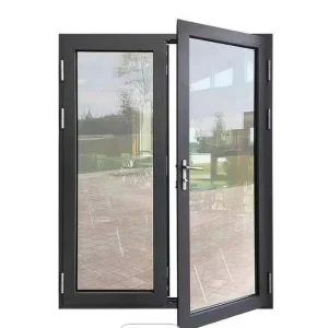 Aluminum Alloy Frame 5+12A+5mm Double Layer Heat Insulation Tempered Frosted Glass Front Door Entrance Door