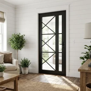 Aluminum Alloy Frame Glass Swing Door for Office Partition Modern Interior Clear Tempered Glass Casement Door Custom Size