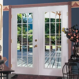 Aluminum Alloy French Entry Doors Double Tempered Glass White Frame Interior Exterior Use For Villa Sound Thermal Insulation
