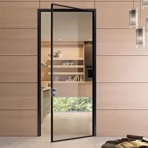 Aluminum Alloy Frosted Glass Interior Door with Stainless Steel Screen