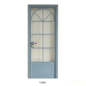 Aluminum Alloy Glass Door French Retro Style Water Resistant Rust Proof Interior Door for Bathroom and Kitchen (Villa Hotel)