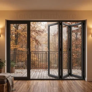Aluminum Alloy Glass Folding Sliding Door with Thermal Insulation for Balcony