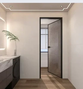 Aluminum Alloy Glass Sliding Door with an Ultra thin Modern Design Soundproof and Heat insulated Suitable for Bathrooms