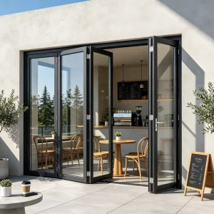 Aluminum Alloy Heavy Duty Folding Sliding Door Glass for Villa Balcony Garage Car Wash Shop Outdoor