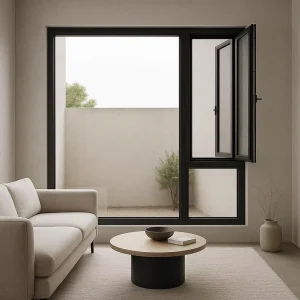 Aluminum Alloy Narrow Side Casement Swing Window and Horizontal Balcony Sealing Door for Home Apartments