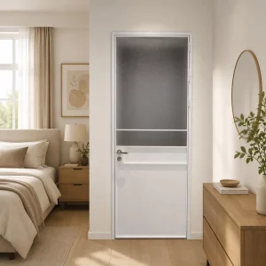 Aluminum Alloy Security Swing Door with Frosted Glass for Kitchen and Washroom