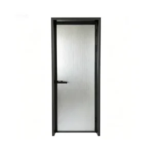 Aluminum Alloy Single Leaf Shower Door Double Tempered Glass Bathroom Entrance Door