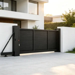 Aluminum Alloy Sliding Gate Driveway Panel Metal Automatic Drive Way Gates Powder Coated Customized Size Yard Entrance